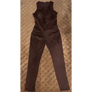 Popilush Sculpting Jumpsuit Womens XL Brown Body Shaper Zip Front Sleeveless